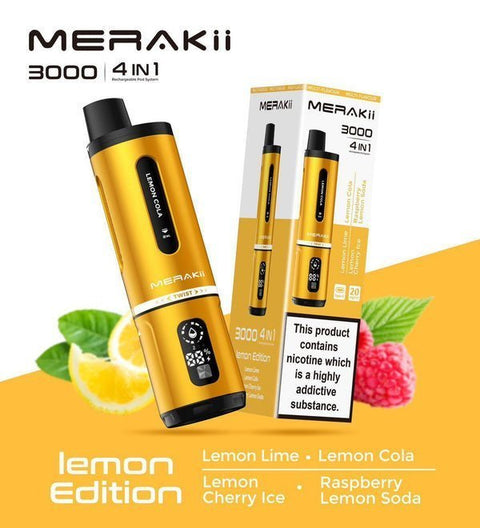 Buy Bulk Wholesale Merakii 3000 Disposable Vape 4 in 1 Edition - Box of 5 - vapesourceuk