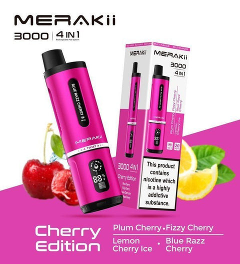 Buy Bulk Wholesale Merakii 3000 Disposable Vape 4 in 1 Edition - Box of 5 - vapesourceuk