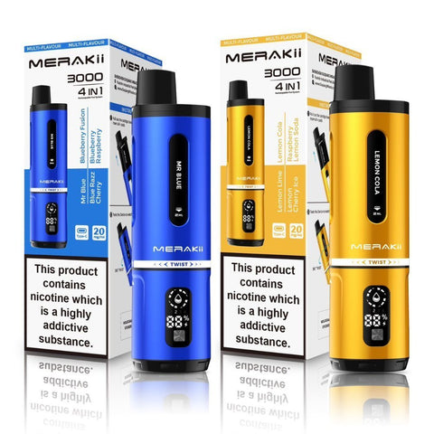 Buy Bulk Wholesale Merakii 3000 Disposable Vape 4 in 1 Edition - Box of 5 - vapesourceuk