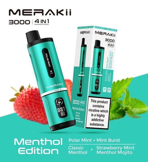 Buy Bulk Wholesale Merakii 3000 Disposable Vape 4 in 1 Edition - Box of 5 - vapesourceuk